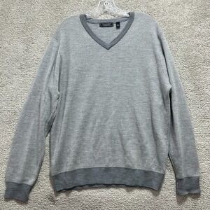 Williams & Kent Sweater Mens XL Gray Merino Wool‎ V-Neck Long Sleeve Lightweight
